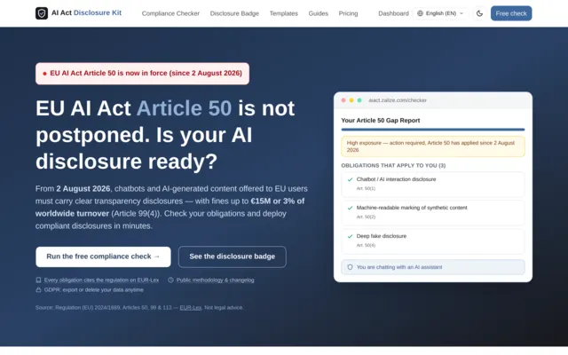 AI Act Disclosure Kit screenshot