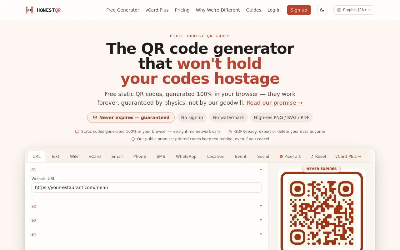 HonestQR screenshot