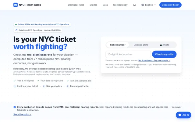 NYC Ticket Odds screenshot